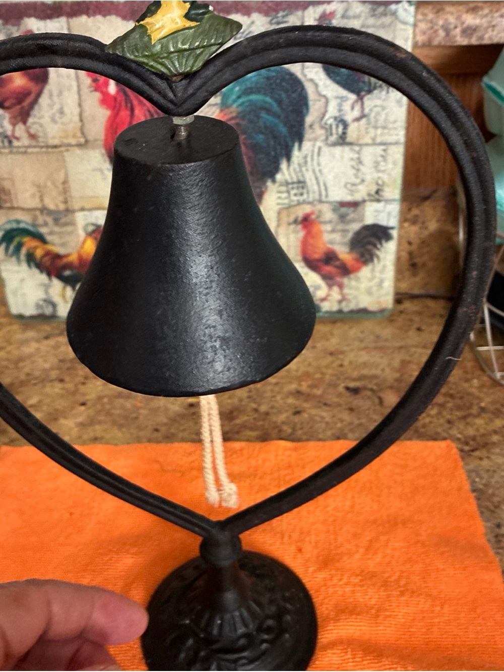 Heart Frame Iron Table Bell in Black